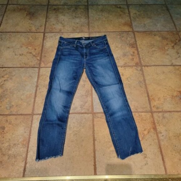 7 for all Mankind Women's Size 27 L24 Low Rise The Modern Straight Blue Jeans - Picture 1 of 9
